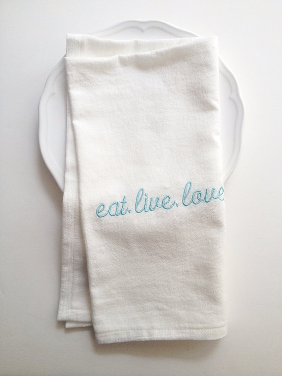 eat live love - tea towels for wedding showers