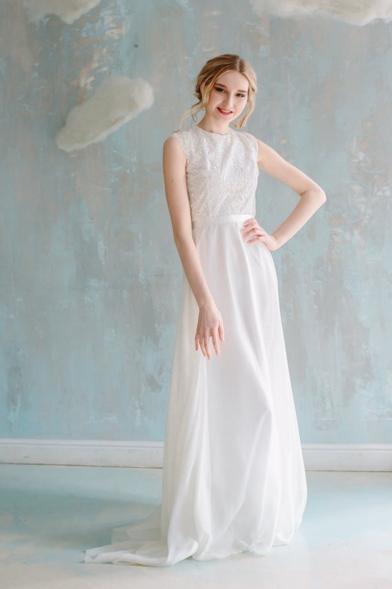 elegant creamy colored wedding dress