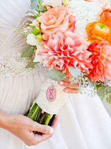 wedding bouquet charm embroidered with initial on front