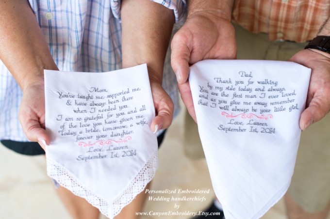 embroidered hankies parents of the bride