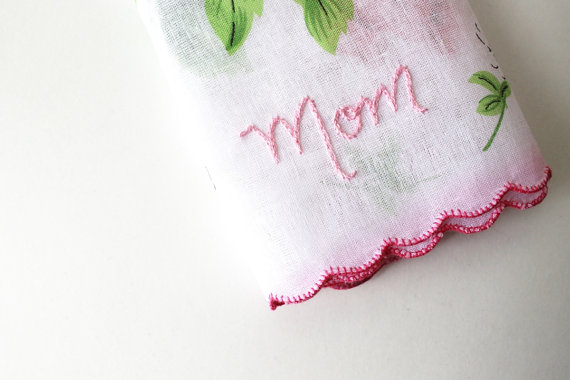 embroidered wedding ideas - embroidered mom handkerchief