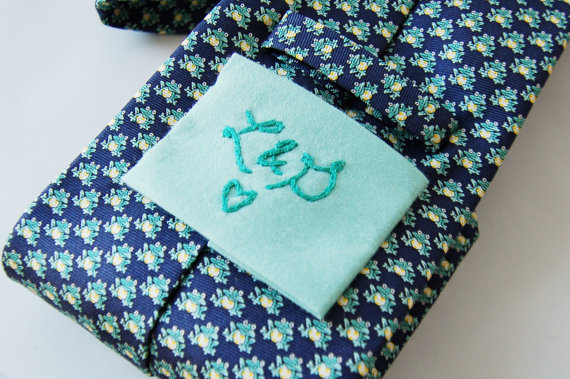 embroidered wedding ideas - embroidered tie square (by the merriweather council)