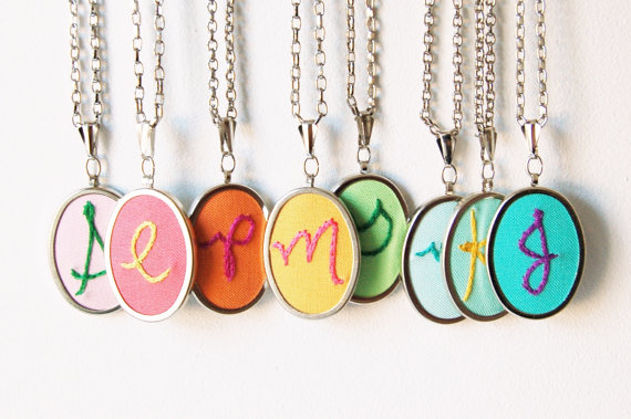 Best Bridesmaid Gifts from A-Z (via EmmalineBride.com) - embroidery necklaces by The Merriweather Council