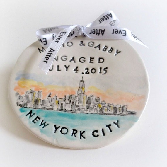 engaged ring dish ornament new york by magic markings art