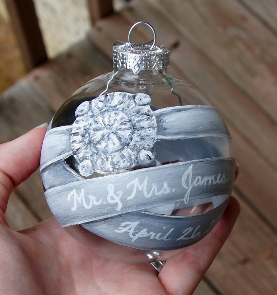 engagement ring ornament by paintingbyrebecca via 50+ First Christmas Ornaments Engaged / Married