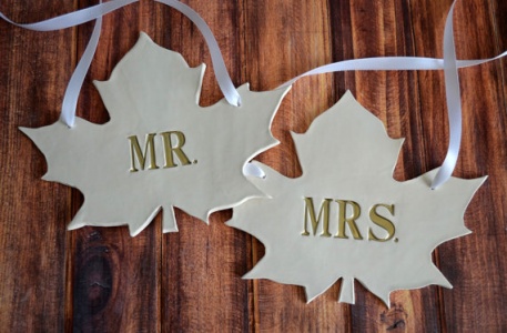 custom wedding chair signs | fall leaf wedding chair signs