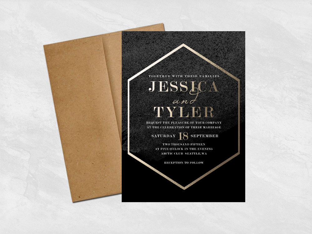 faux gold foil invitations black via Email RSVP for Wedding Invitations