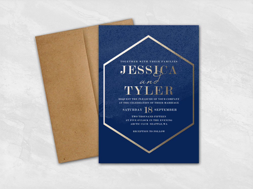 faux gold foil wedding invitations via Email RSVP for Wedding Invitations