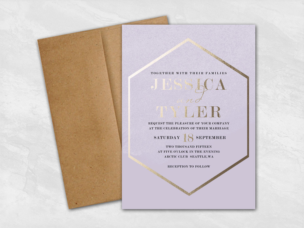 faux gold foil wedding invites pink via Email RSVP for Wedding Invitations