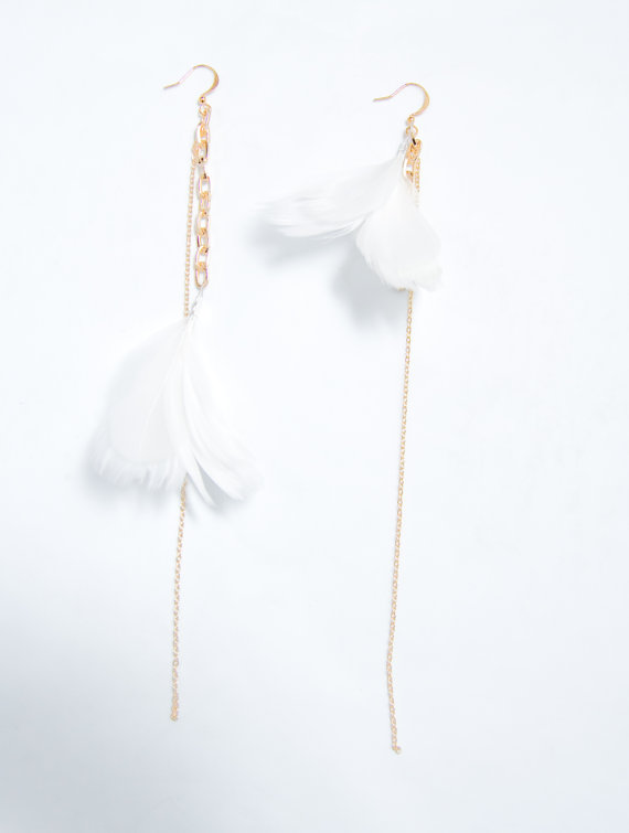 Feather Themed Wedding - feather earrings by noemiah