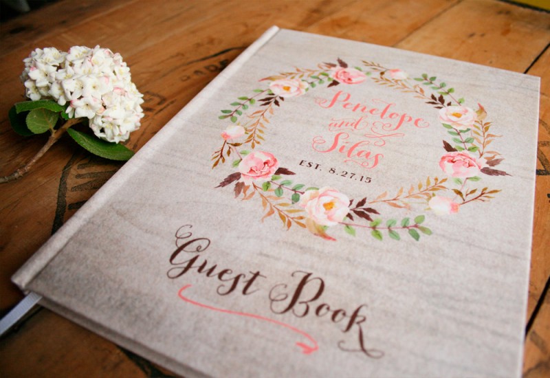 floral boho guest book | rustic wedding guest book by Paper Street Press