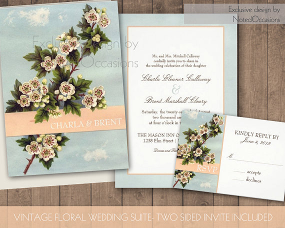 floral design printable wedding invitations