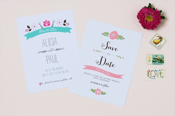 Spring Save the Dates (by Crafty Pie Press) - Floral Design