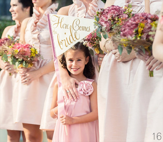 Flower Girl Trends She'll Actually Like via Emmaline Bride (here comes the bride pennant by the ritzy rose)