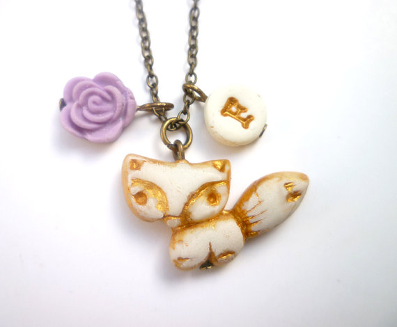 fox necklace for flower girl by vidarisa