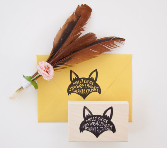 fox return address stamp by nativebear | Fox Ideas Weddings via https://emmalinebride.com/rustic/fox-ideas-weddings/