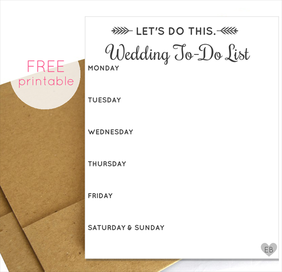 free wedding to do list printable - lets do this via emmalinebride