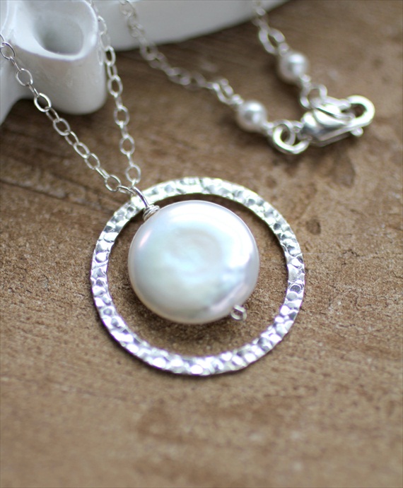 Wedding Jewelry for Mom - freshwater coin pearl necklace (by lrose designs)