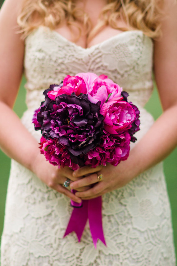 fuchsia and purple peony bouquet