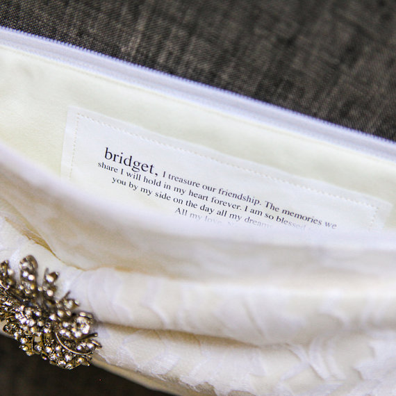 Gift for Bridesmaids - Bow Clutches by Brighter Day with Custom Message Note Sewn Inside