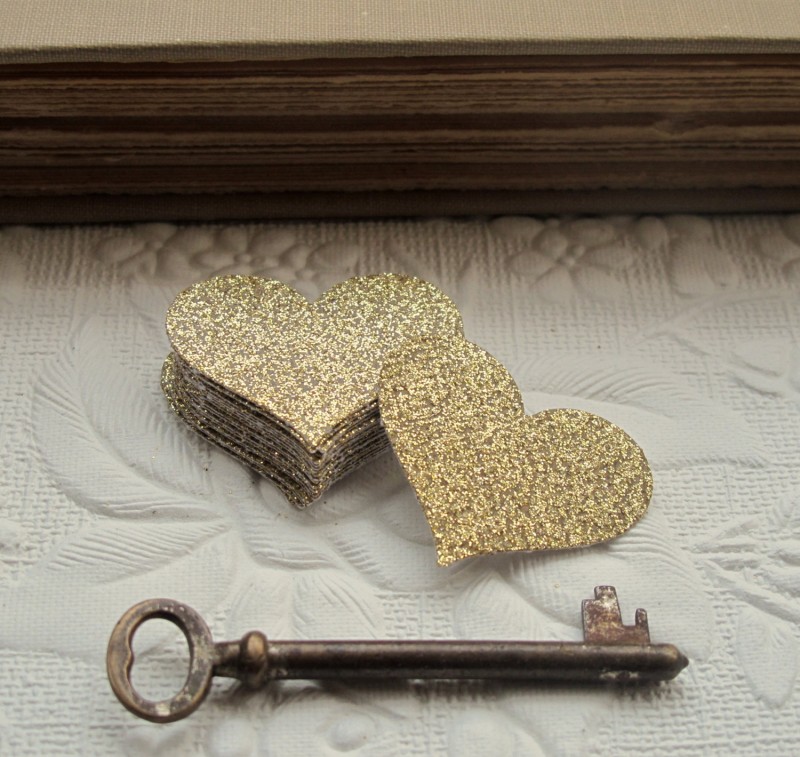 glitter hearts confetti rustic chic by JoBlake | rustic chic wedding ideas