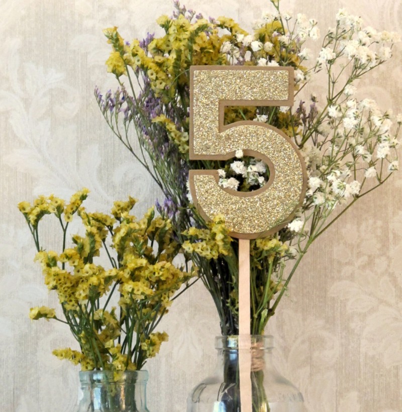 glittery table numbers rustic chic by JoBlake | rustic chic wedding ideas