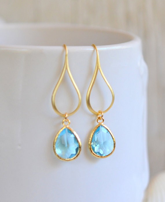 gold aquamarine earrings