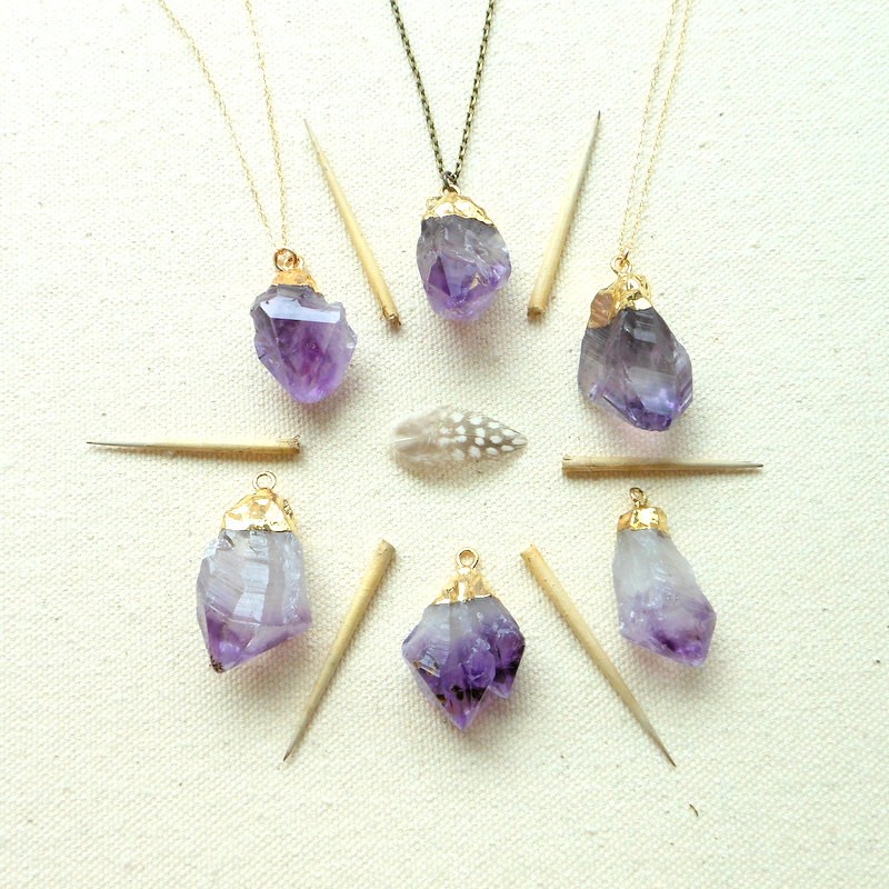 gold dipped amethyst necklaces by gypsy tribe jewelry