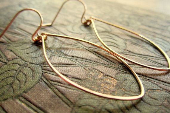 Gold Wedding Inspiration - leaf earrings (banana grove designs)