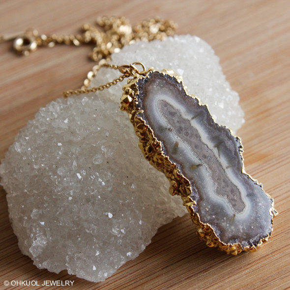 gold geode necklace
