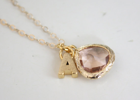 gold initial necklace with pendant | Wear Again Bridesmaid Necklaces by Ava Hope Designs from EmmalineBride.com