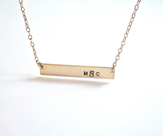 gold monogram bar necklace