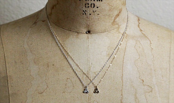 trinity necklace - shown in two options: sterling silver + 14k gold