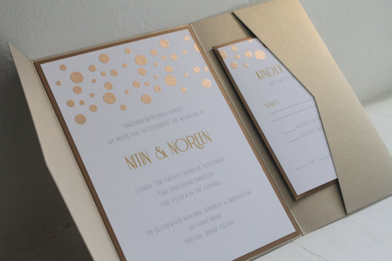Gold Wedding Inspiration (gold invitation: golden silhouette)