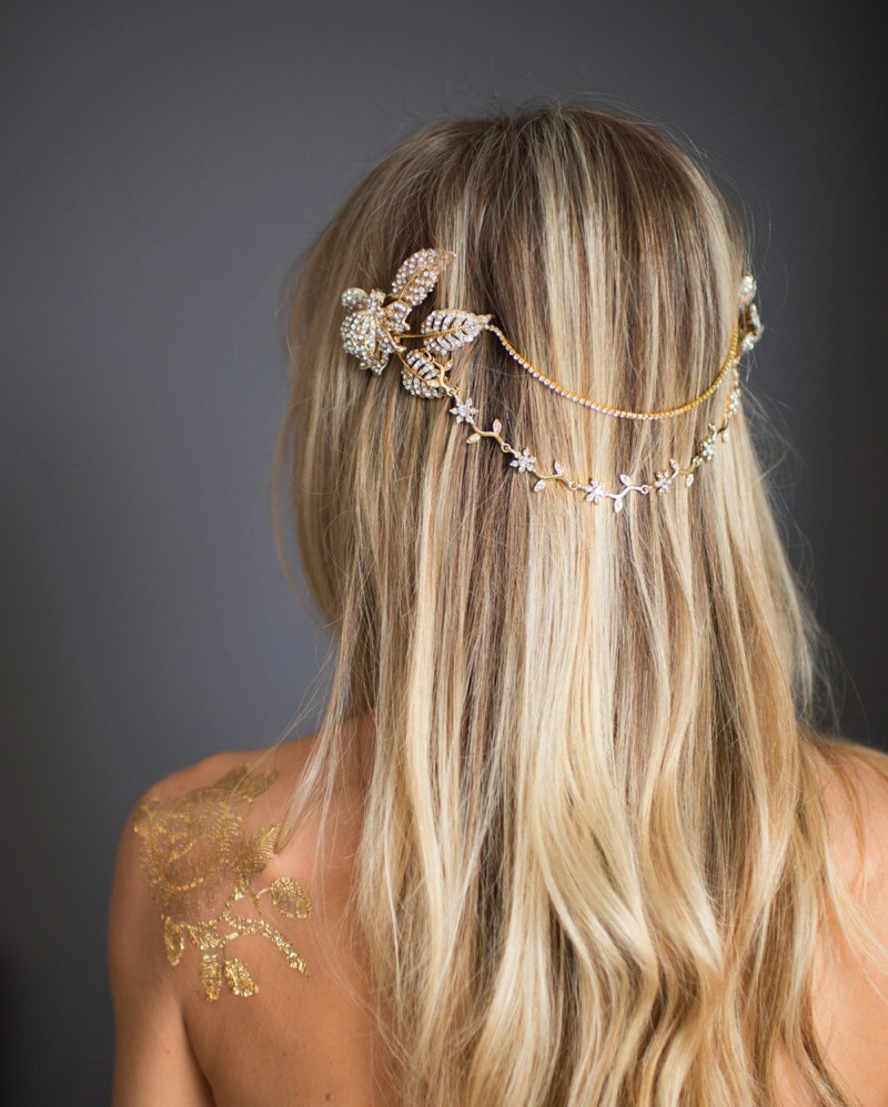 grecian wedding hair chain | bridal hair chain | via https://emmalinebride.com/bride/bridal-hair-chain/