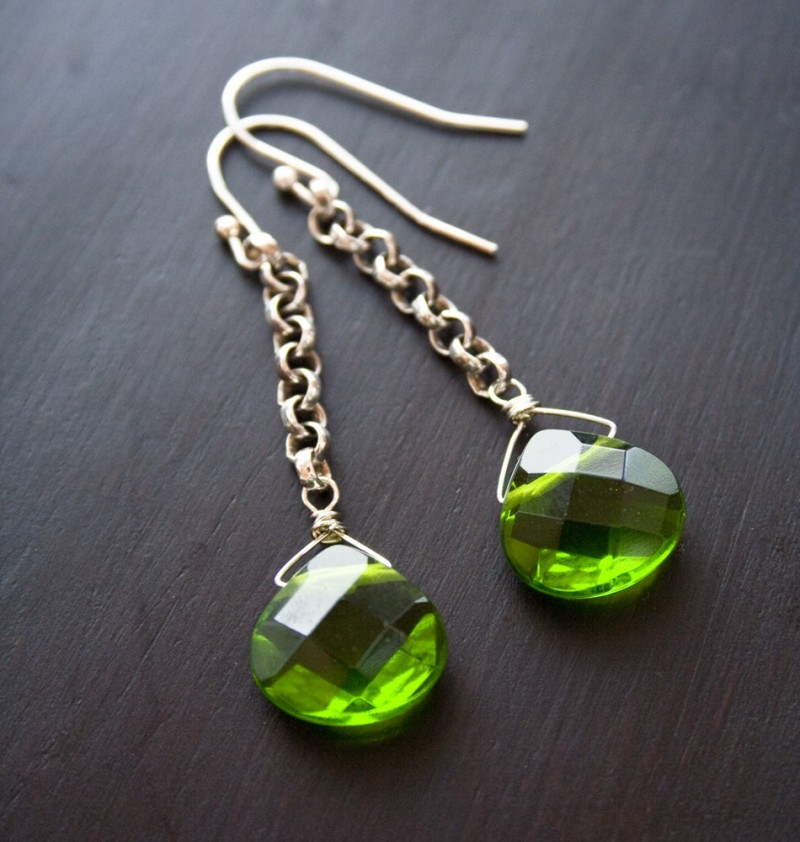 green glass drop earrings via 5 under 25 jewelry gifts from laura stark