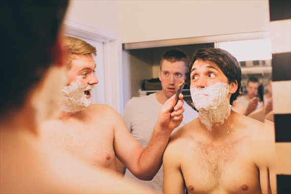 groomsmen shaving - justin battenfield
