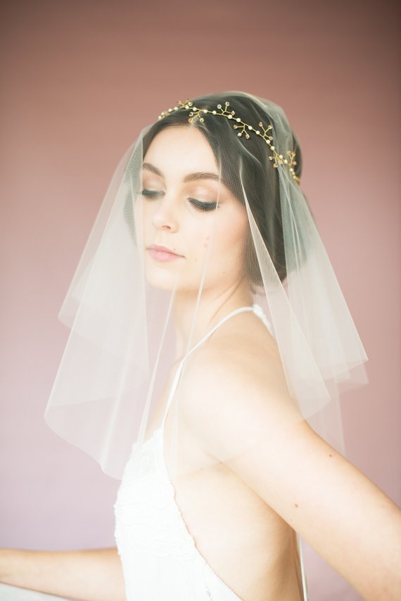 gold crown headband with veil | Bridal Headband With Veil via http://emmalinebride.com/bride/bridal-headband-with-veil/