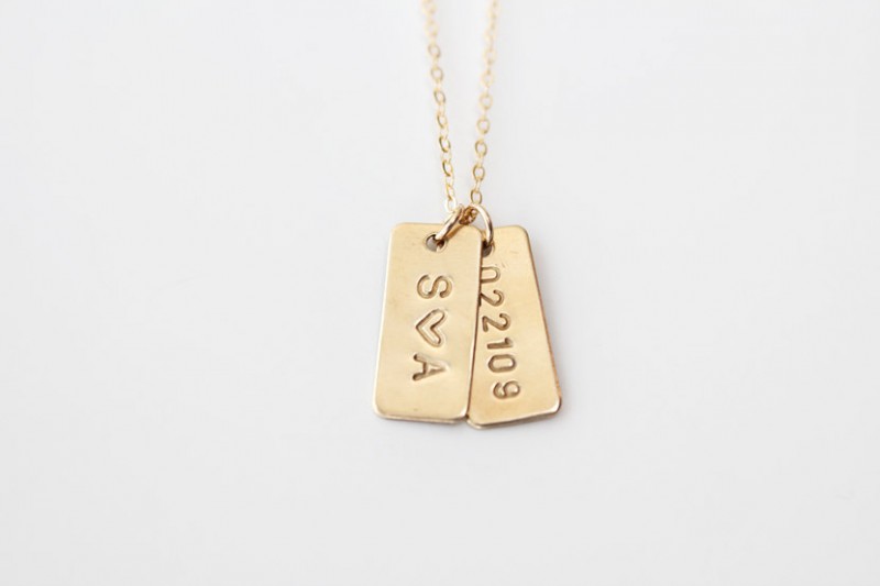 hand stamped date necklace