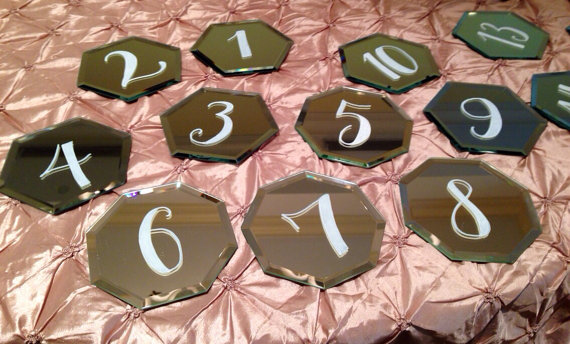 handpainted table number mirrors