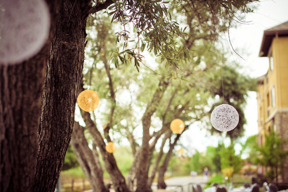 hanging spheres (by the find sac, photo by ee photography) via Emmaline Bride