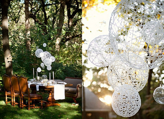 hanging spheres (by the find sac, photo by ee photography) via Emmaline Bride