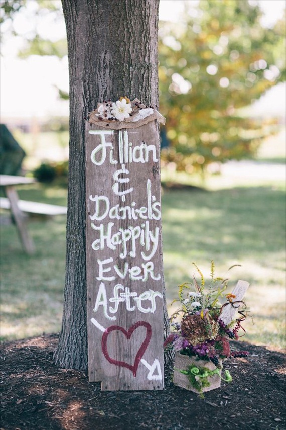 happily ever after via 7 Wood Wedding Signs You'll Want to Steal