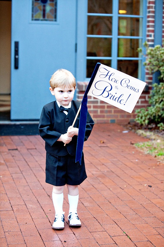 here comes the bride banner - ring bearer pillow ideas