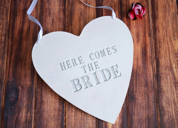 here comes the bride sign - ring bearer pillow ideas