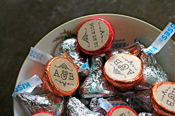 hershey kisses favor stickers by clementine weddings