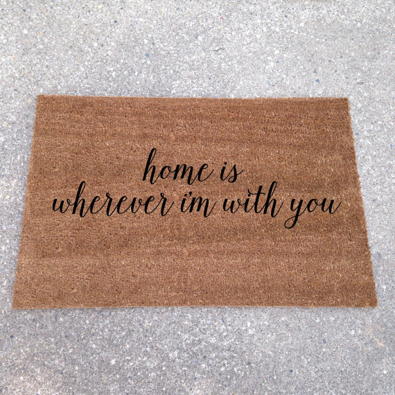 home is wherever im with you - custom doormats etsy collection from LoRustique | https://emmalinebride.com/gifts/custom-doormats-etsy/