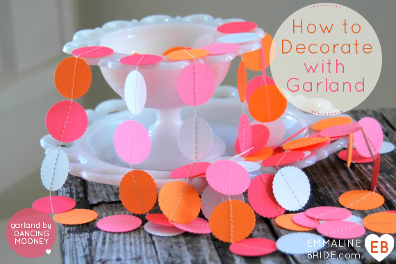 How to Decorate with Wedding Garland (garland by Dancing Mooney via EmmalineBride.com)