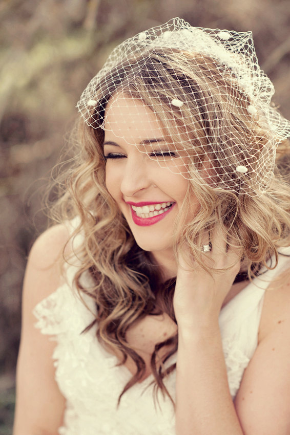 How to Wear a Birdcage Veil with Hair Down Hairstyles (veil by chloris couture)