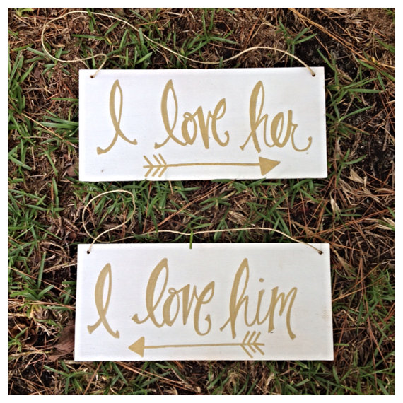 i love her i love him | via bride and groom chair signs https://emmalinebride.com/decor/bride-and-groom-chairs/